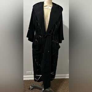Black Lightweight Anorak Robe Shawl Collar/Hood